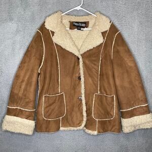 Vintage Marvin Richards womens XL Penny Lane Suede coat tan sherpa mob wife